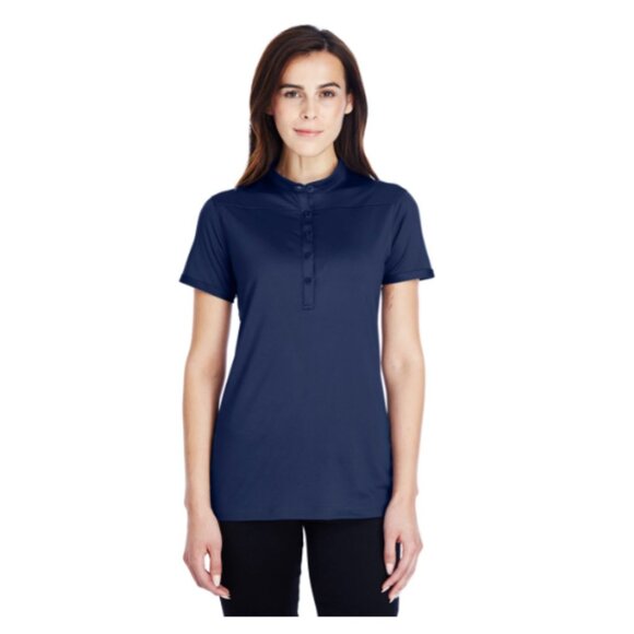 NWOT UNDER ARMOUR Performance Golf Polo Shirt Collarless SS Navy Blue Women's XL - Picture 1 of 11
